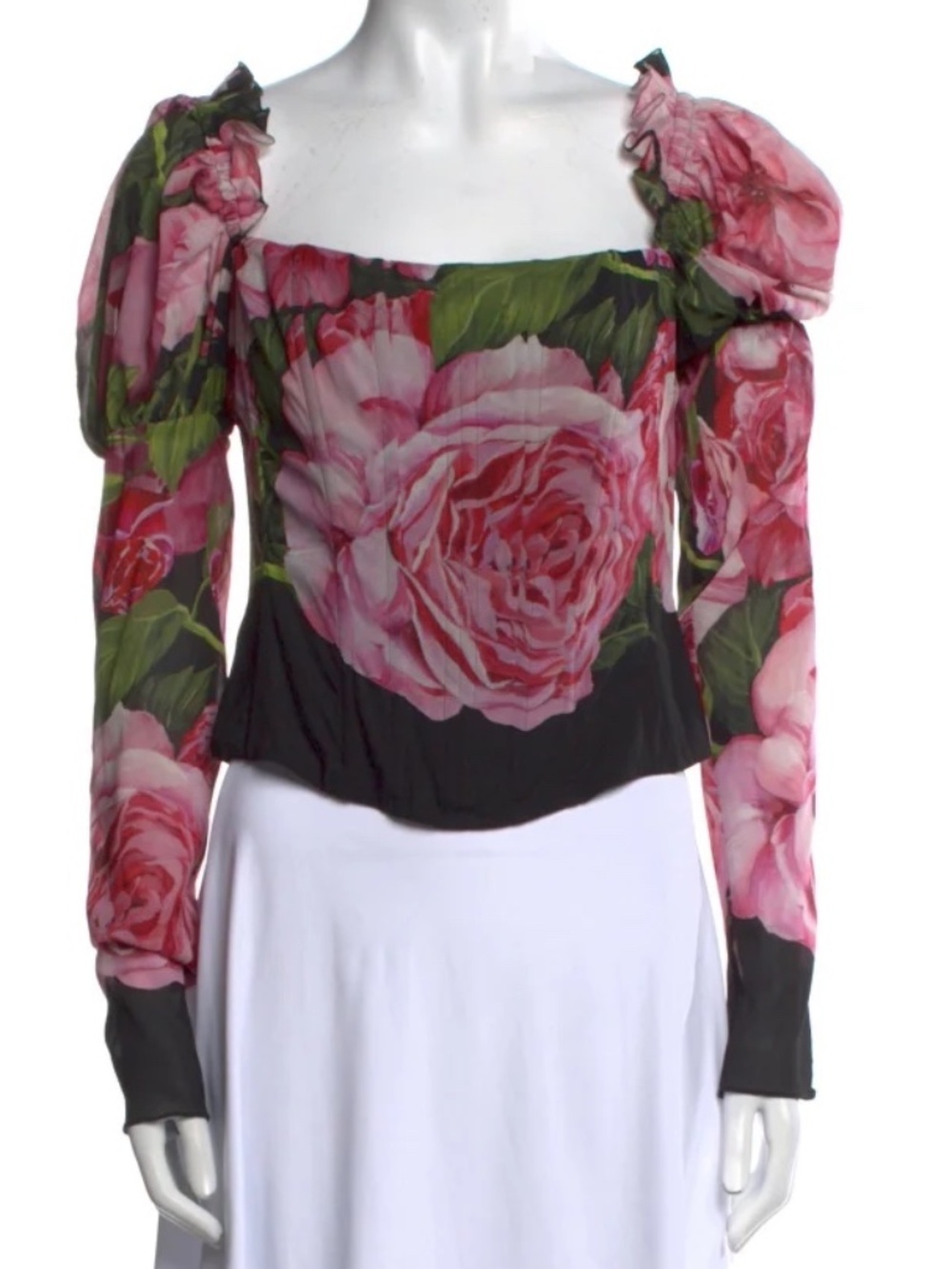 Dolce Gabbana Silk Roses Floral Print Top Size: US6, IT42